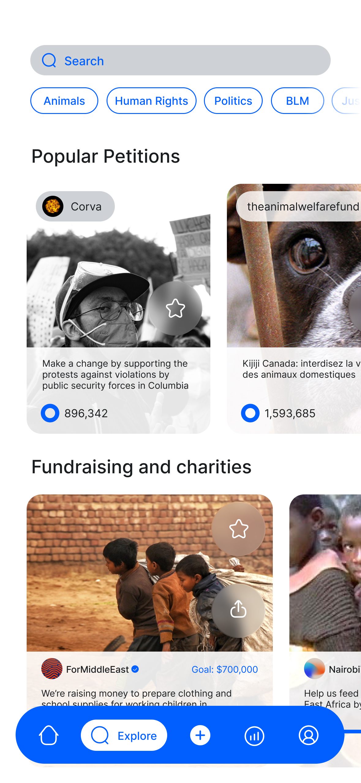 Currently there is no platform that fully focuses on social good, a platform where all social causes are situated, so users can easily make a change. We wanted to create an accessible, easy way for users to create positive social change in communities and society simply through your phone.